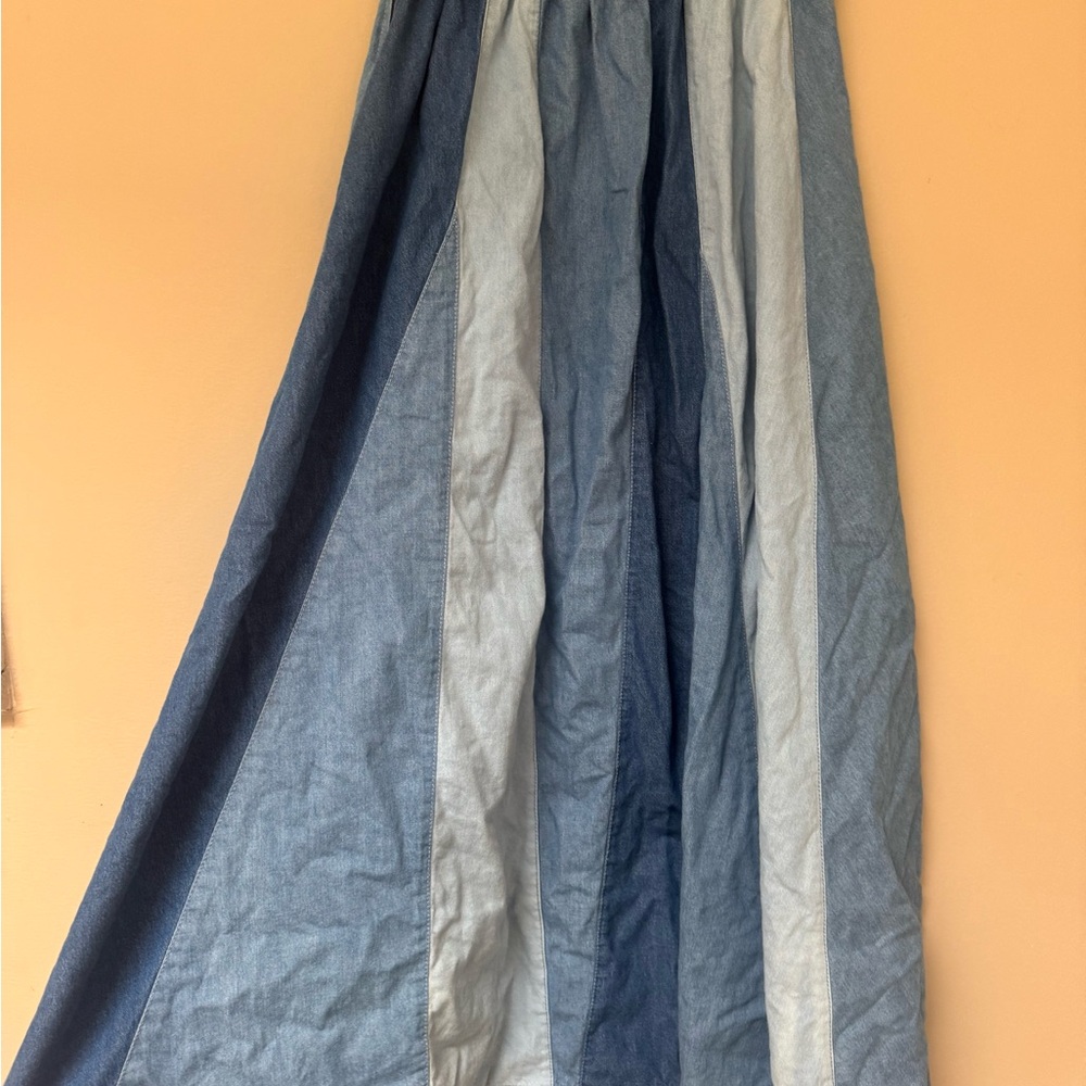 Anthropologie Love The Label Blue Multicolor Denim A-Line Skirt - Picture 8 of 9